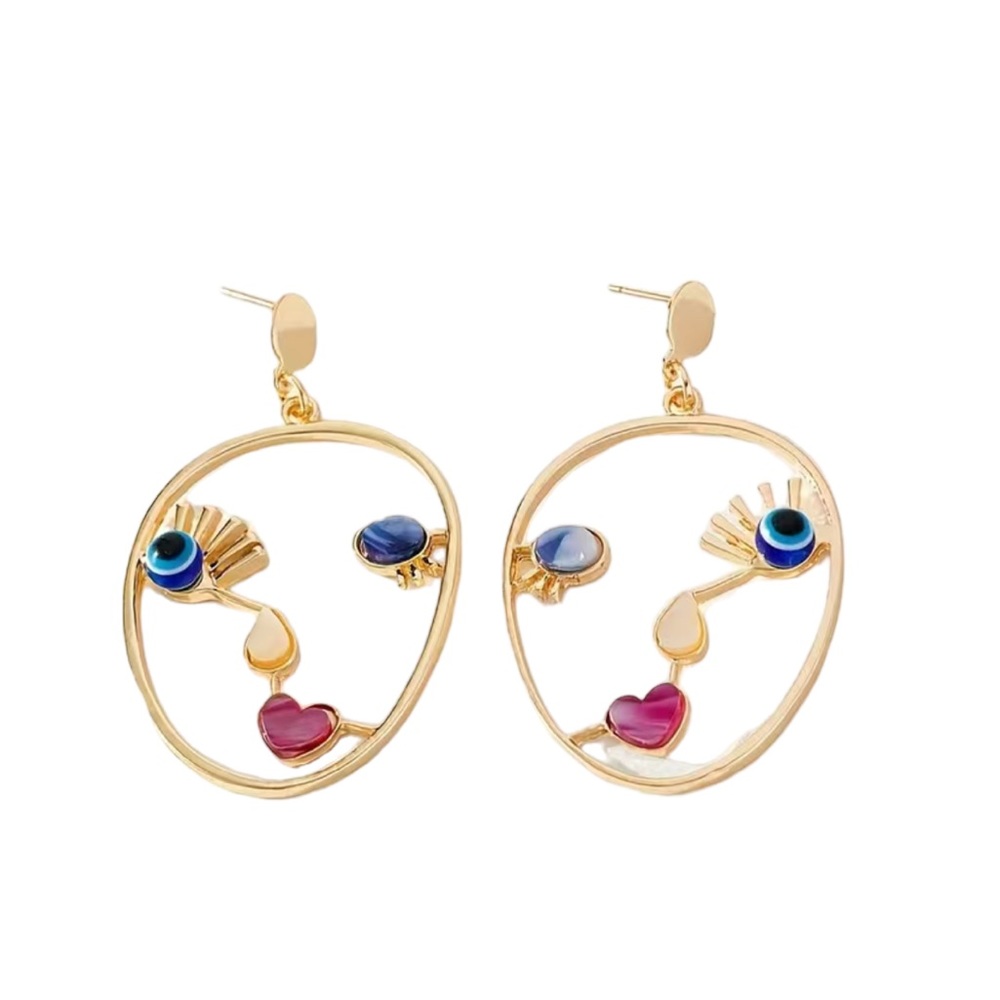 Abstract Gold Cut Metal Face with Colorful Accents